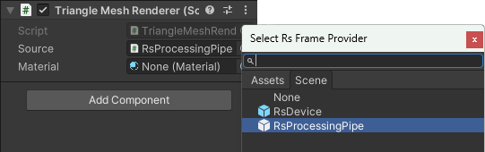 Source に RsProcessingPipe を選択